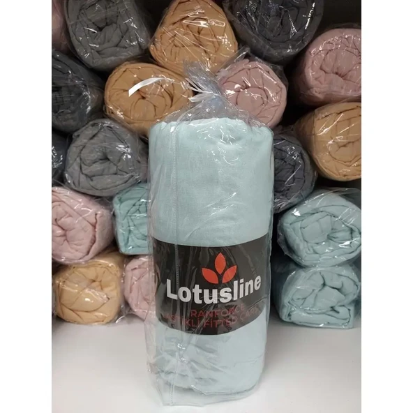 Lotusline Ranforce Fitted Lastikli Battal Çift Kişilik Çarşaf Seti (180x200+30)-Mint