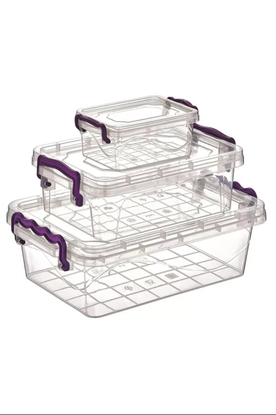 LitaeTrend 3'lü Viyola Mini Dikdörtgen Saklama Kabı Royaleks-ÇNK2076 ürün görseli 1