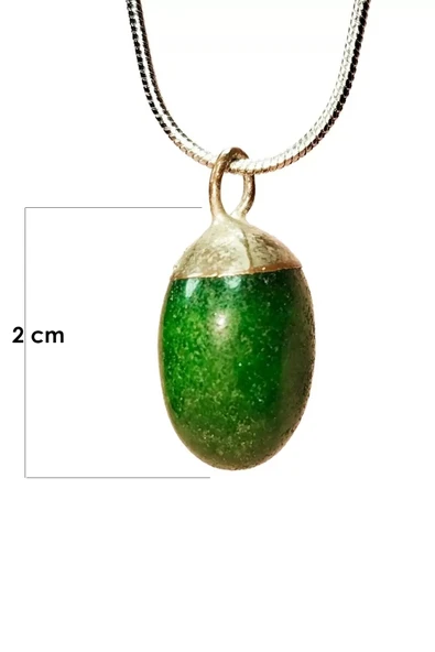 LitaeTrend Aventurin Doğal Taşı Zincirli El Yapımı Kolye Uç: 2 cm Zincir: 20 cm Kutulu - Resim 2