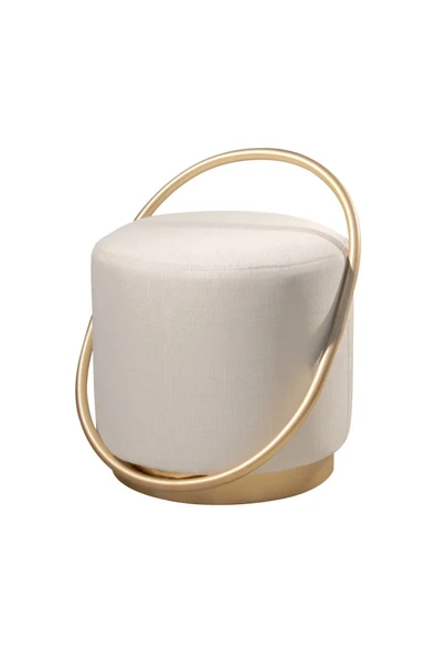 LOOP SERİSİ PUF, METAL HALKALI PUF, MAKYAJ OTURAĞI ,PUF BENCH MONTAJSIZ OTURAK GOLD METAL AYAKLI - 2