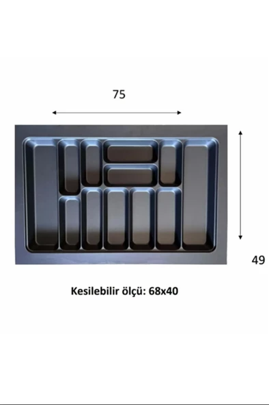 LitaeTrend Eco Lüx Modül Kaşıklık Antrasit 76x49 Cm Royaleks-ACERO-20357 - 1
