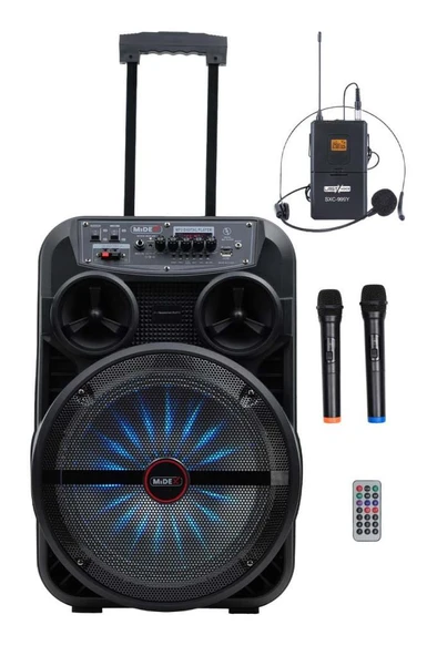 Midex MXR-280SXC Taşınabilir Seyyar Portatif 3 Mikrofonlu Şarjlı Ses Sistemi Hoparlör (280 Watt) ürün görseli