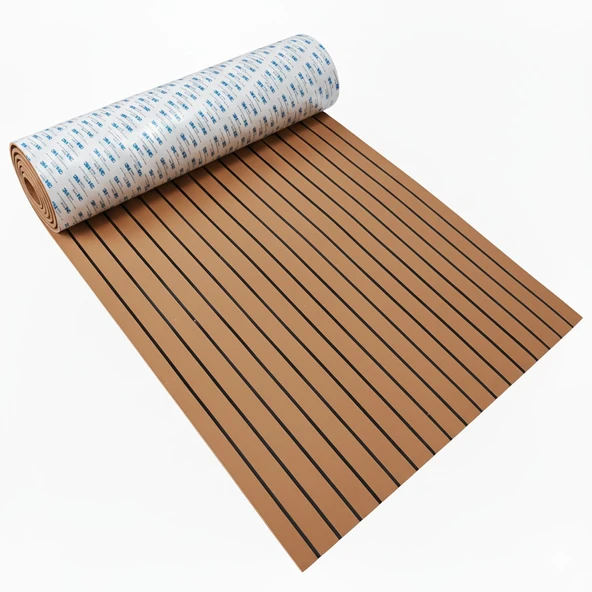 240 x 120 cm EVA Suni Teak (Tik) Deck 3M Bantlı Tekne, Yat, Havuz Kenarı ve Karavan için Zemin Kaplaması - Resim 2