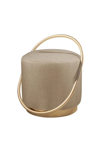 LOOP SERİSİ PUF, METAL HALKALI PUF, MAKYAJ OTURAĞI ,PUF BENCH MONTAJSIZ OTURAK GOLD METAL AYAKLI - 2