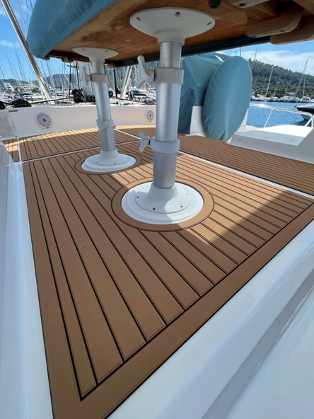 240 x 120 cm EVA Suni Teak (Tik) Deck 3M Bantlı Tekne, Yat, Havuz Kenarı ve Karavan için Zemin Kaplaması - Resim 5