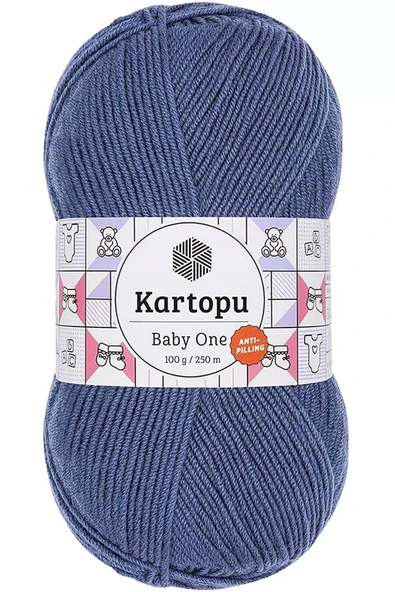 LitaeTrend 1 Adet Baby One Tüylenmeyen El Örgü İpi Yünü Koyu Mavi K1533 ürün görseli 1