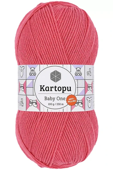 LitaeTrend 1 Adet Baby One Tüylenmeyen El Örgü İpi Yünü Pembe K254 - 1