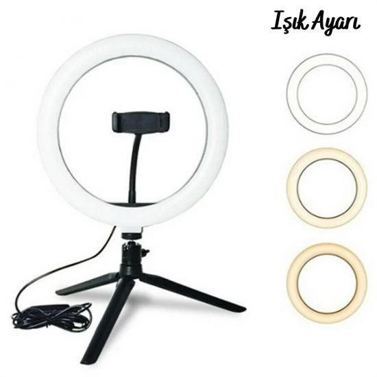 8inç 20cm Youtube Instagram Tiktok Selfie  Stüdyo Video Fotoğraf Ring Light  Tripod Led Halk - 6