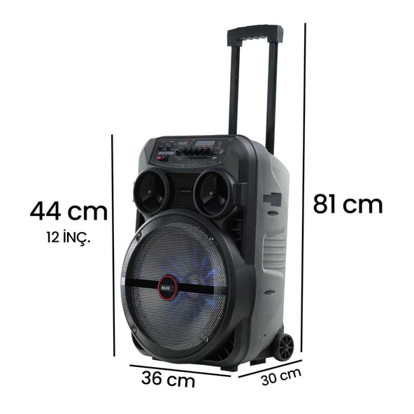 Midex MXR-280SXC Taşınabilir Seyyar Portatif 3 Mikrofonlu Şarjlı Ses Sistemi Hoparlör (280 Watt) - 4