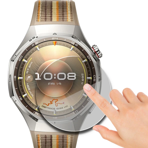 Huawei Watch GT6 Pro 46mm Uyumlu Kolay Takılabilir Takma Aparatlı Temperli Cam Ekran Koruyucu - Resim 3