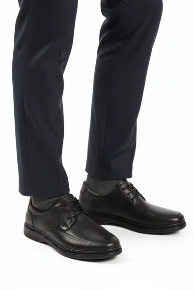 Aspor Siyah Kırışık Hakiki Deri Erkek Casual Ayakkabı ürün görseli