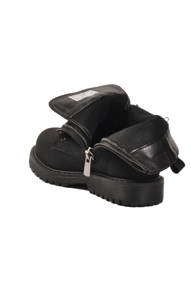 Aspor Siyah Zümrüt içi Polarlı Bağcıklı Fermuarlı Kız Çocuk Bot - Resim 4