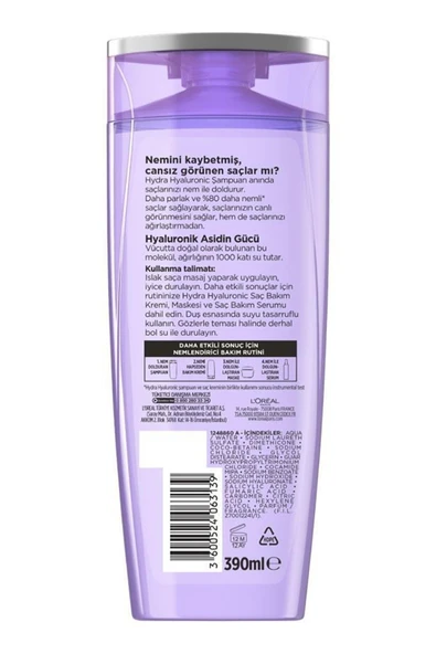 Elseve Loreal Hydra (hyaluronik Asit) Nem Dolduran Şampuan 390 Ml X 3 Adet - 3