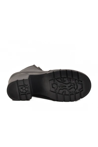 Aspor Siyah Bağcıklı Fermuarlı Kadın Topuklu Bot - Resim 5