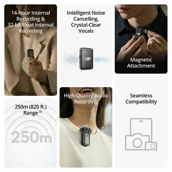 DJI Mic 2 Kompakt Dijital Kablosuz Mikrofon Sistemi (Tek Kişilik) - 3