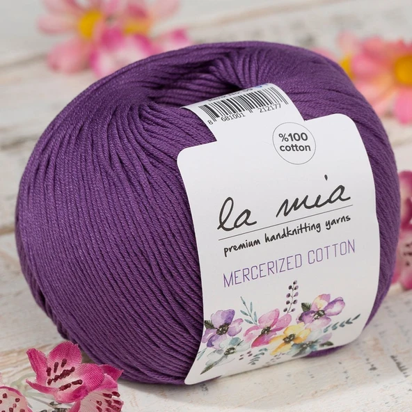 La Mia Mercerized Cotton Koyu Mor El Örgü İpi - 59 - 33593 - 1