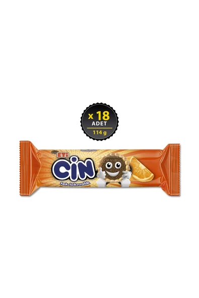 Cin Lokmalik Portakallı Bisküvi 114 g x 18 Adet - 1