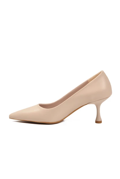 Aspor Bej Süet Kadın Topuklu Ayakkabı - Resim 4