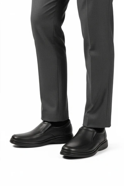 Aspor Siyah Kırışık Hakiki Deri Erkek Casual Ayakkabı ürün görseli