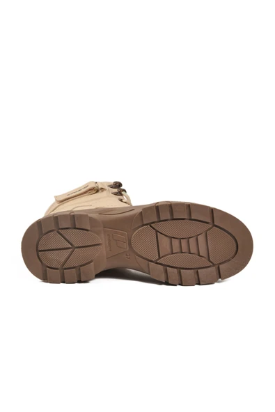 Aspor Bej Vizon İçi Polarlı Fermuarlı Kadın Bot - Resim 5