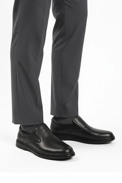 Aspor Siyah Hakiki Deri Erkek Casual Ayakkabı ürün görseli 1