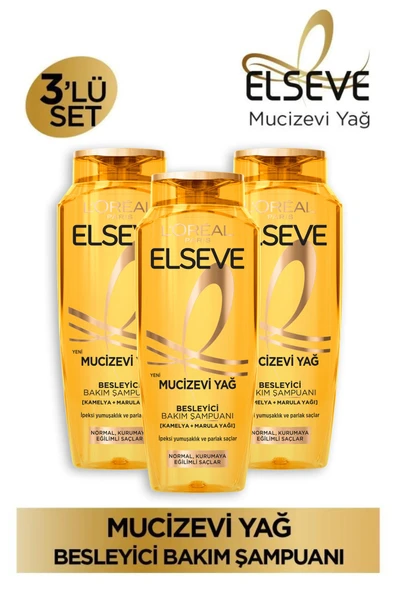 Elseve 3'lü 400ml Mucizevi Yağ Besleyici Bakım Şampuan Seti - 1