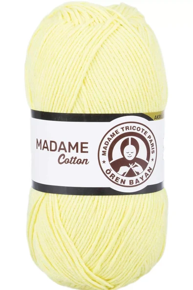 LitaeTrend 1 Adet Madame Cotton El Örgü İpi Yünü 100 gr 006 Açık Sarı - 1