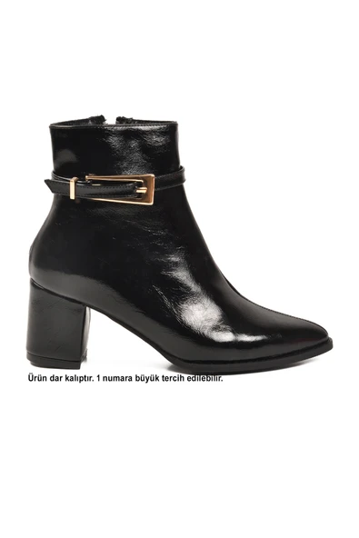 Aspor Siyah Dar Kalıp İçi Polarlı Kadın Topuklu Bot - Resim 2
