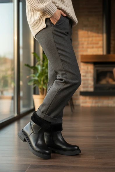 Pierre Cardin Siyah İçi Polarlı Kadın Topuklu Bot - Resim 3