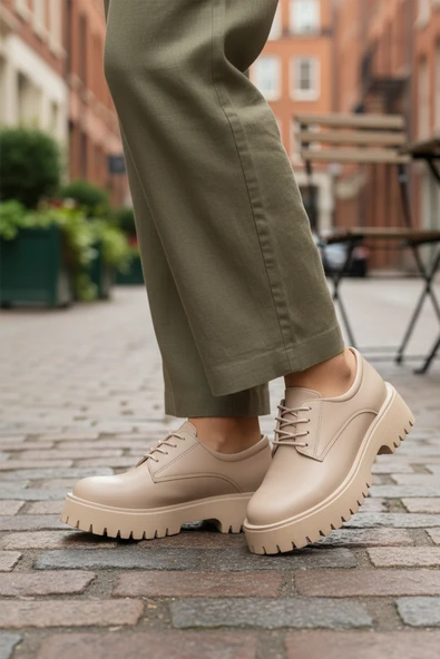 Aspor Bej Kalın Taban Kadın Casual Ayakkabı - Resim 3