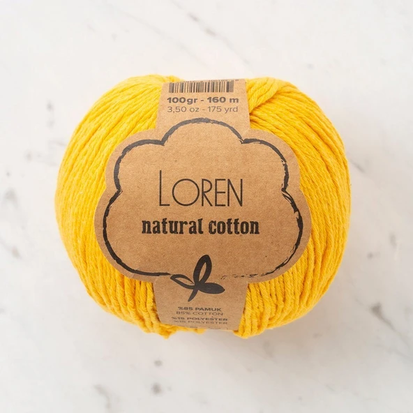 Loren Natural Cotton Hardal Sarı El Örgü İpi - R002 - 33919 ürün görseli