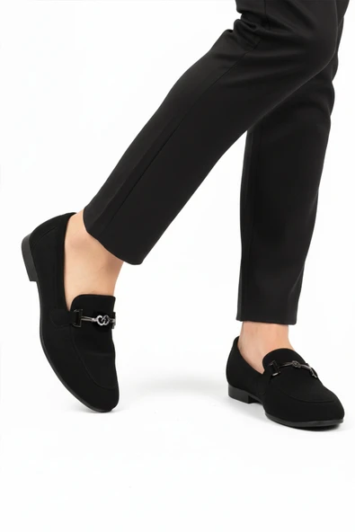 Aspor Siyah Süet Kadın Casual Ayakkabı - Resim 2