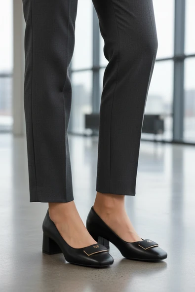 Aspor Siyah Kadın Topuklu Ayakkabı - Resim 3