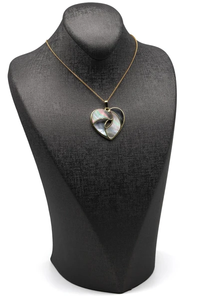 Abalon Sedef Doğal Taş Gold Renk Kolye - KLY-1632 - Resim 2