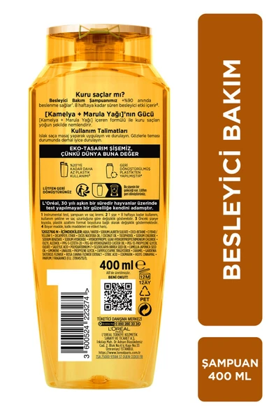 Elseve L'Oréal Paris Elseve Mucizevi Yağ Besleyici Bakım Şampuanı 400 ml 4'lü Set - 8