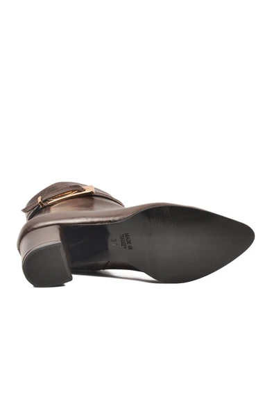 Aspor Kahve Dar Kalıp İçi Polarlı Kadın Topuklu Bot - Resim 5