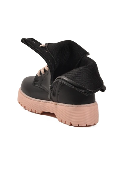 Aspor Siyah Pudra İçi Polarlı Bağcıklı Fermuarlı Kız Çocuk Bot - Resim 4