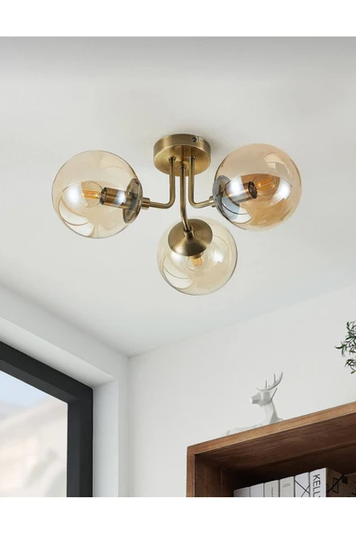 burenze Modern Tasarım Tavana Sıfır Emma Bal Glop Camlı Avize Salon Mutfak Oturma Odası Avize Eskitme Gold