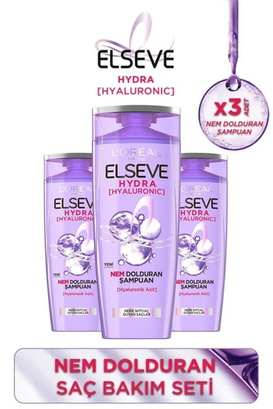 Elseve Loreal Hydra (hyaluronik Asit) Nem Dolduran Şampuan 390 Ml X 3 Adet - 1
