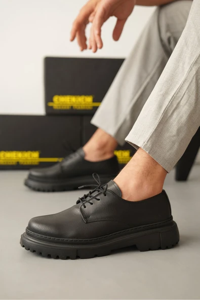 Pabucmarketi Bağcıklı Erkek Günlük Ayakkabı Siyah - Resim 4