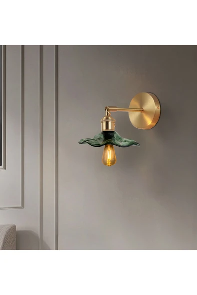 burenze Modern Tasarım Vintage Classic El Yapımı Yeşil Camlı Aplik Elektrikle Çalışır - Resim 3