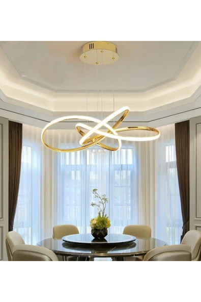 burenze Gold Sarı A+ Modern Sarkıt Power Led Avize Concept Ürün Beyaz Işık ürün görseli 1