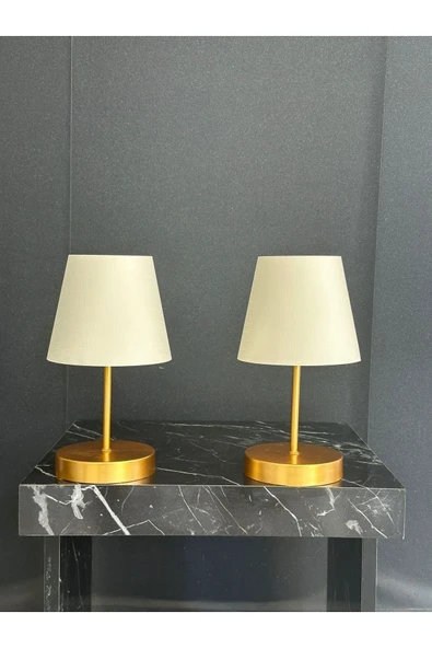 Fico Home Modern Abajur Pilli Abajur Krem Abajurlü 2 Li Abajur Seti Kablosuz Taşınabilir Pilli Abajur - Resim 3