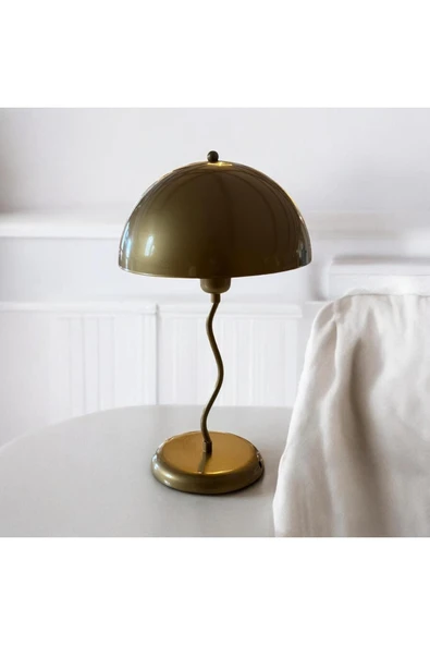burenze Modern Tasarım Zigzag Mars Ajabur Kablolu Tak Çalıştır Masa Lambası Eskitme Gold Sarı - 2