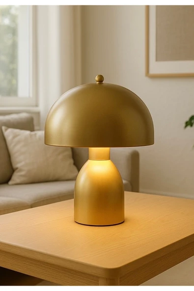 burenze Modern Burry Abajur Masa Lambası Metal Gövde Tasarım Ürün Eskitme Gold Sarı ürün görseli 1