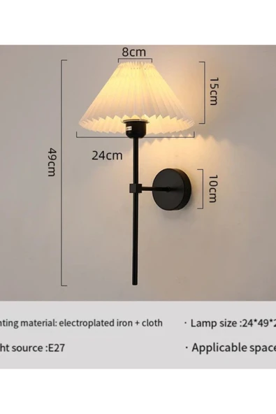 Fico Home Modern Pilli Aplik Kablosuz Tak Çalıştır Krem Abajur Umbrella Aplik Siyah 1 Adet ürün görseli 1