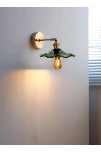 burenze Modern Tasarım Vintage Classic El Yapımı Yeşil Camlı Aplik Elektrikle Çalışır - Resim 2