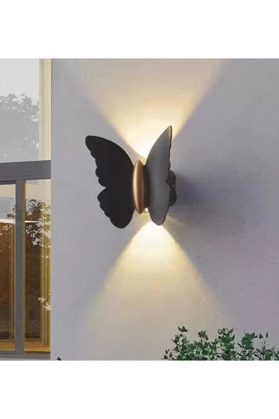 burenze Modern Duvar Power Iç Ve Dış Mekan Aplik Butterfly Led Aplik Siyah Gövde Gün Işığı Kelebek Aplik - Resim 4