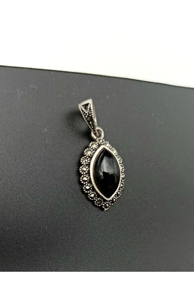 Gümüş Oltu Taşlı Kolye  sk00074 ürün görseli 1
