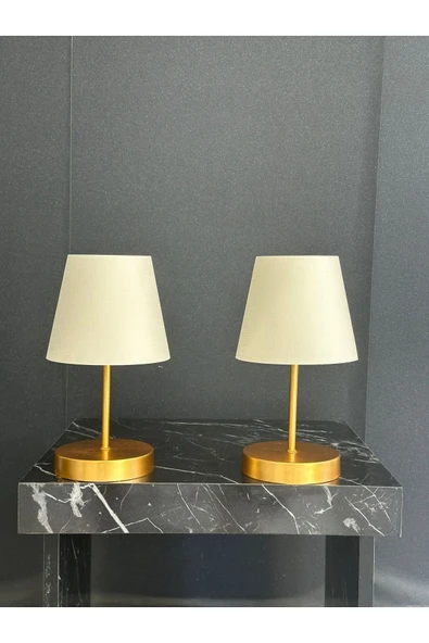 Fico Home Modern Abajur Pilli Abajur Krem Abajurlü 2 Li Abajur Seti Kablosuz Taşınabilir Pilli Abajur - Resim 2